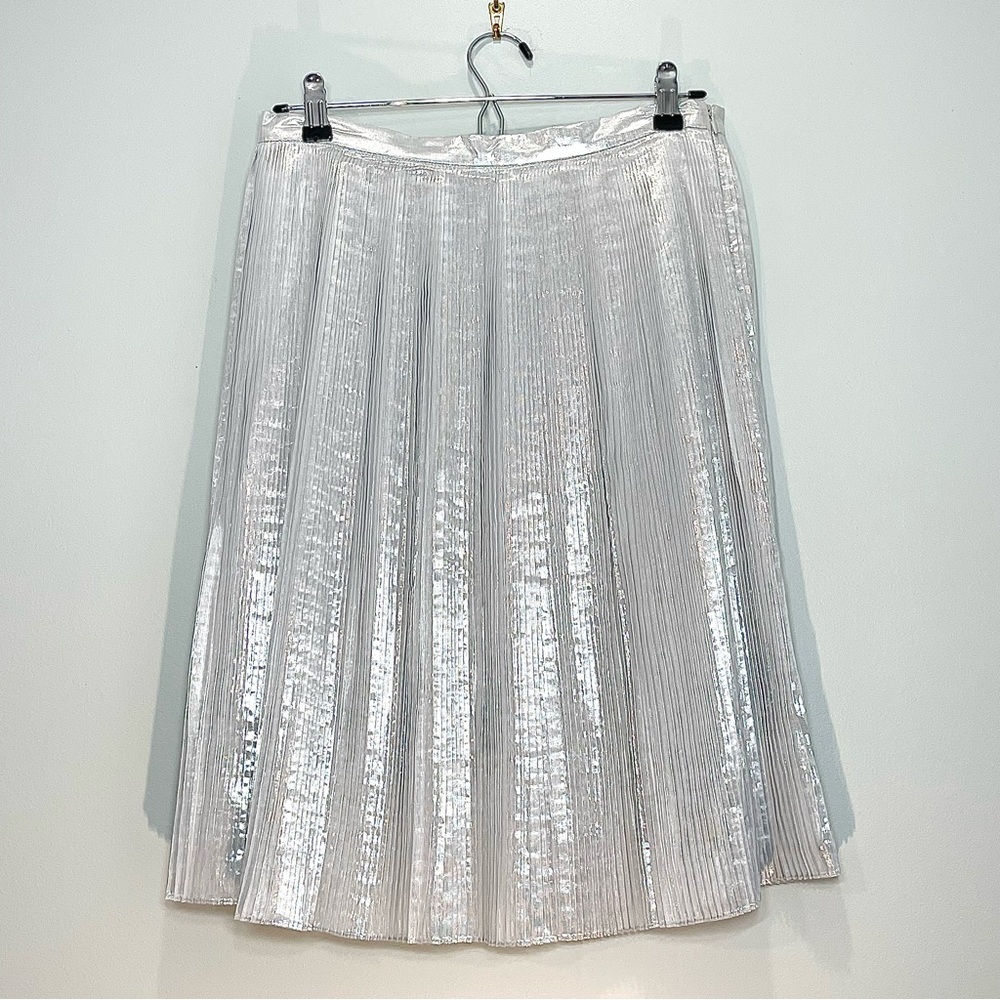 NWT TALBOTS Women's Metallic Accordion Pleated A-Line Skirt Knee Length Size 2